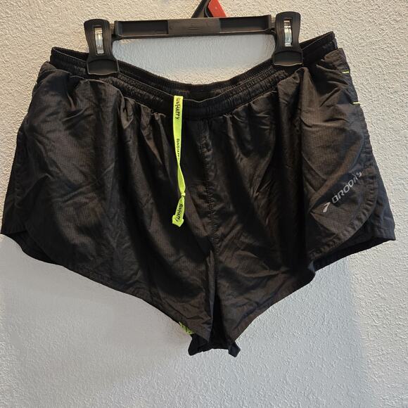 Brooks Pants - Brooks Running Shorts Womens‎ Black Neon Lined Athletic Running Shorts